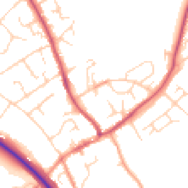 Daytime road noise heatmap for HP22 6HB