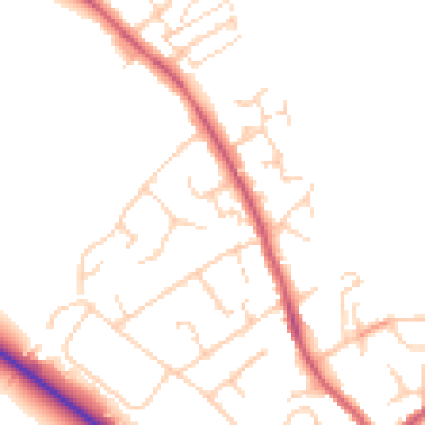 Daytime road noise heatmap for HP22 6LZ