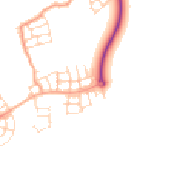 Daytime road noise heatmap for HP22 7DA