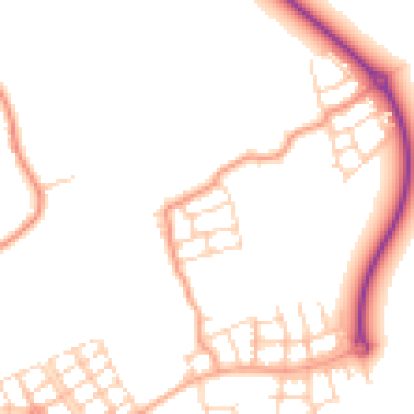 Daytime road noise heatmap for HP22 7DS