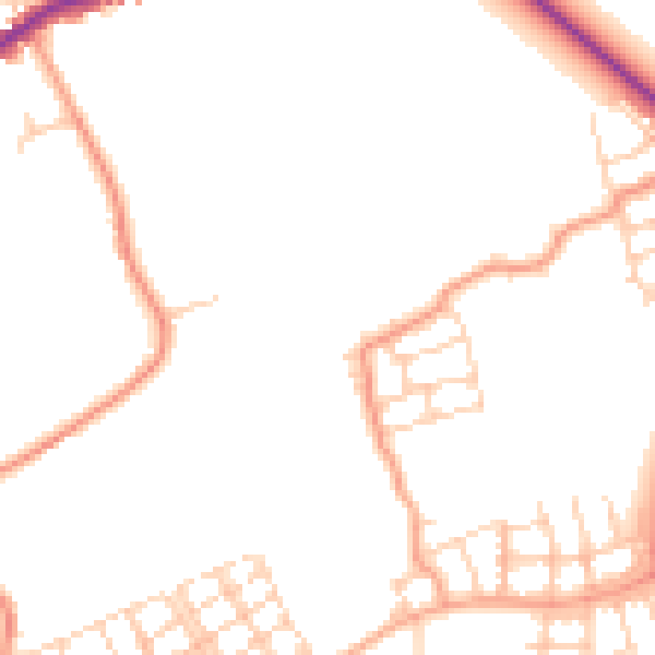 Daytime road noise heatmap for HP22 7FD