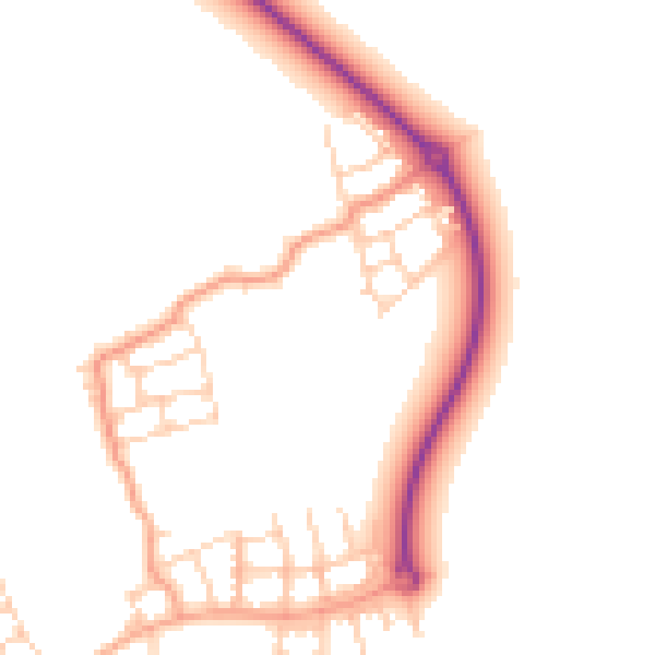Daytime road noise heatmap for HP22 7FT