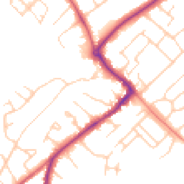 Daytime road noise heatmap for HP27 0AQ
