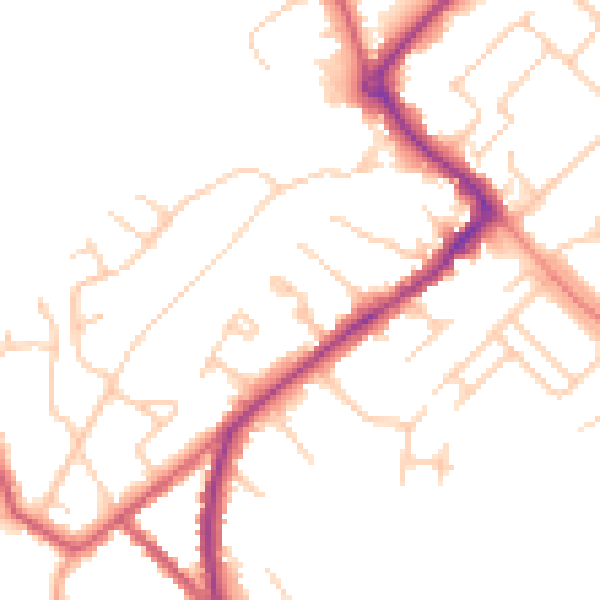 Daytime road noise heatmap for HP27 0DL