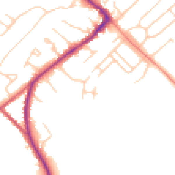 Daytime road noise heatmap for HP27 0DP