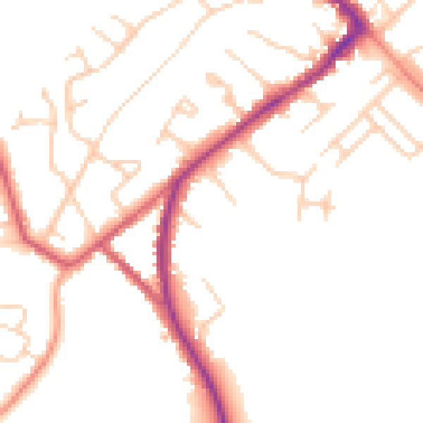 Daytime road noise heatmap for HP27 0DW
