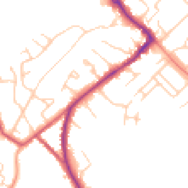Daytime road noise heatmap for HP27 0DX