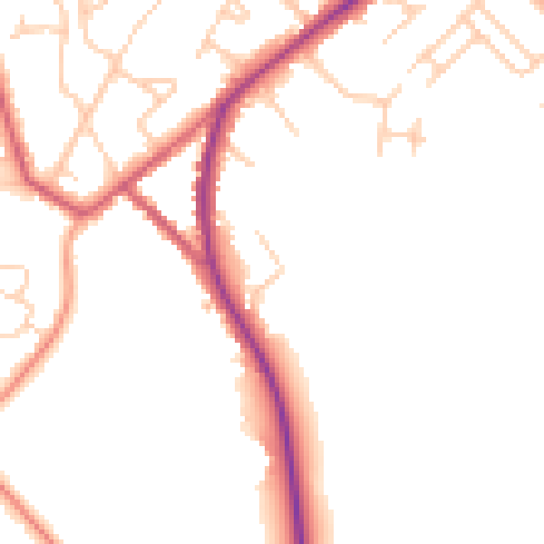 Daytime road noise heatmap for HP27 0EP