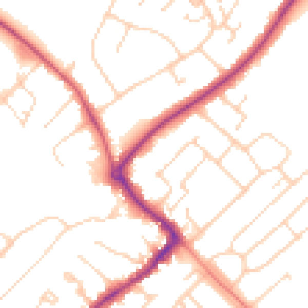 Daytime road noise heatmap for HP27 0EQ