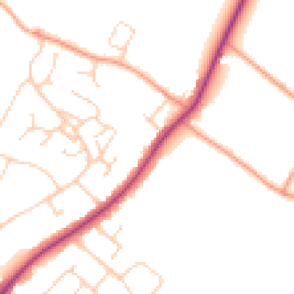 Daytime road noise heatmap for HP27 0JT