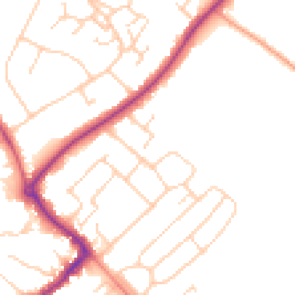 Daytime road noise heatmap for HP27 0XA