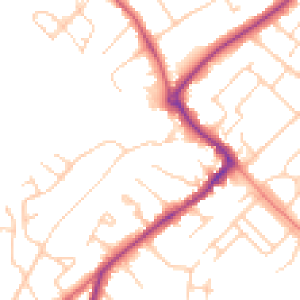 Daytime road noise heatmap for HP27 9AA
