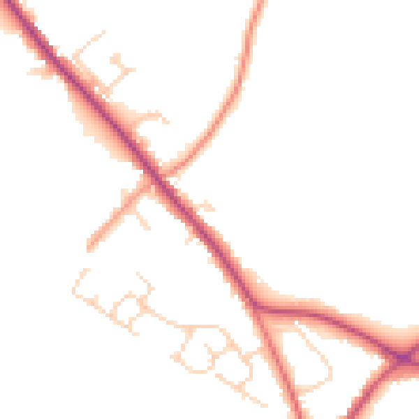 Daytime road noise heatmap for HP27 9AP