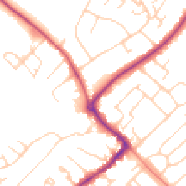 Daytime road noise heatmap for HP27 9EP