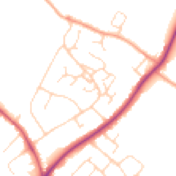 Daytime road noise heatmap for HP27 9JZ