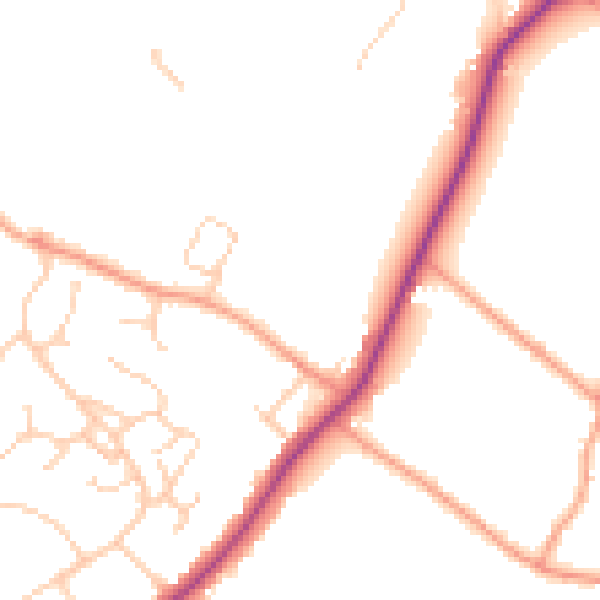 Daytime road noise heatmap for HP27 9LQ