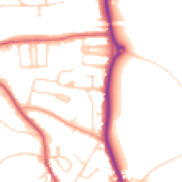 Daytime road noise heatmap for HP9 1AJ