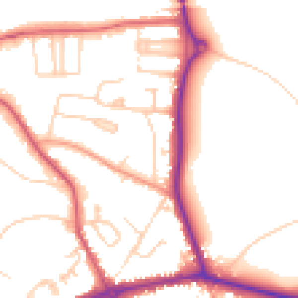 Daytime road noise heatmap for HP9 1AL