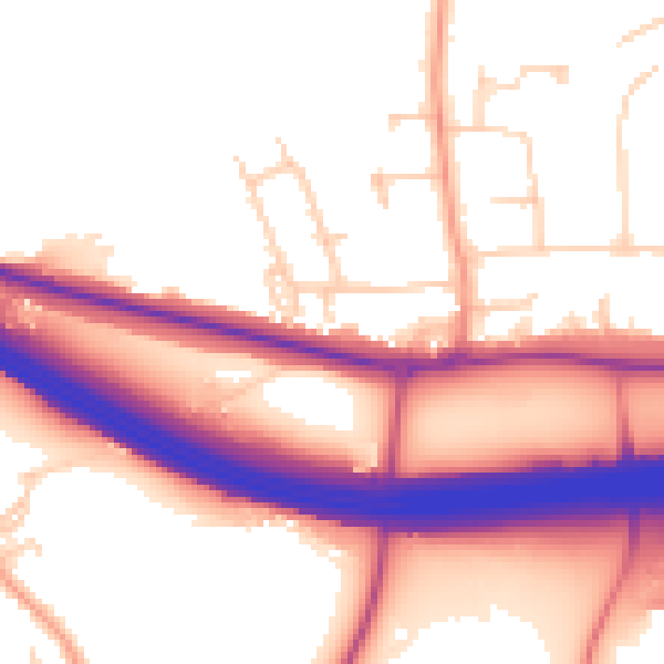 Daytime road noise heatmap for HP9 1DE
