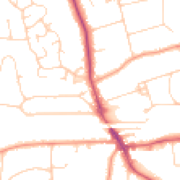 Daytime road noise heatmap for HP9 2LZ