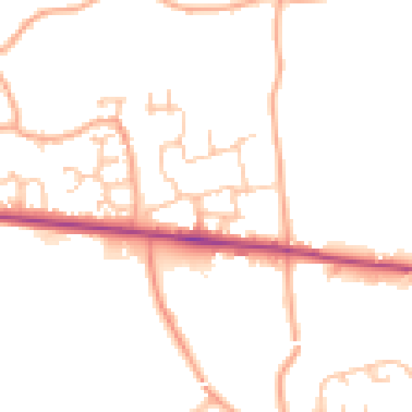 Daytime road noise heatmap for HR1 1AB