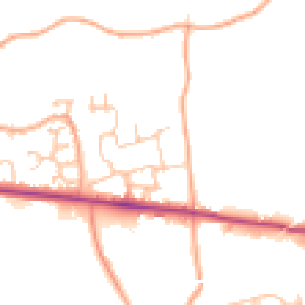 Daytime road noise heatmap for HR1 1AF