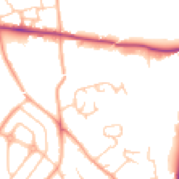 Daytime road noise heatmap for HR1 1AH