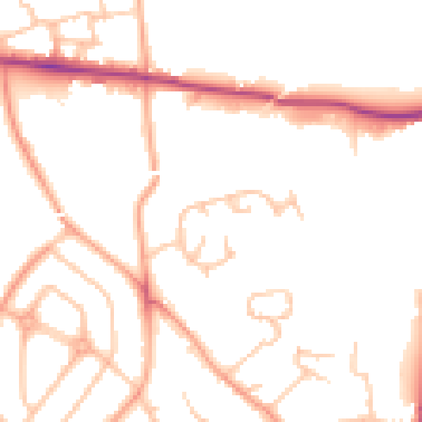 Daytime road noise heatmap for HR1 1AJ