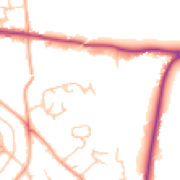 Daytime road noise heatmap for HR1 1AN