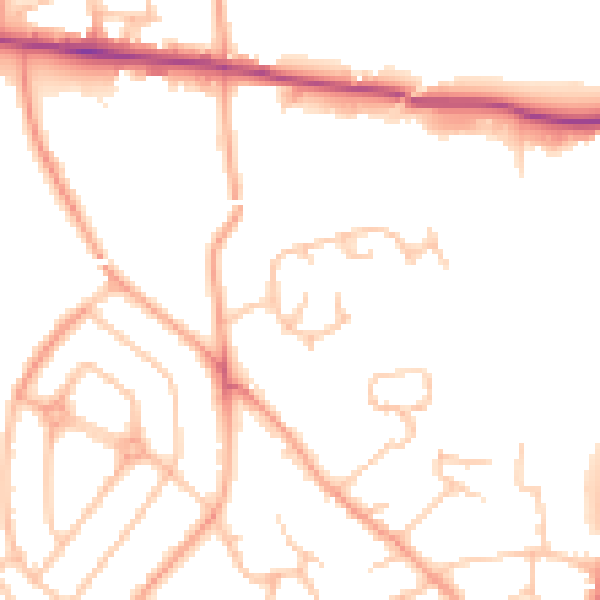 Daytime road noise heatmap for HR1 1AP