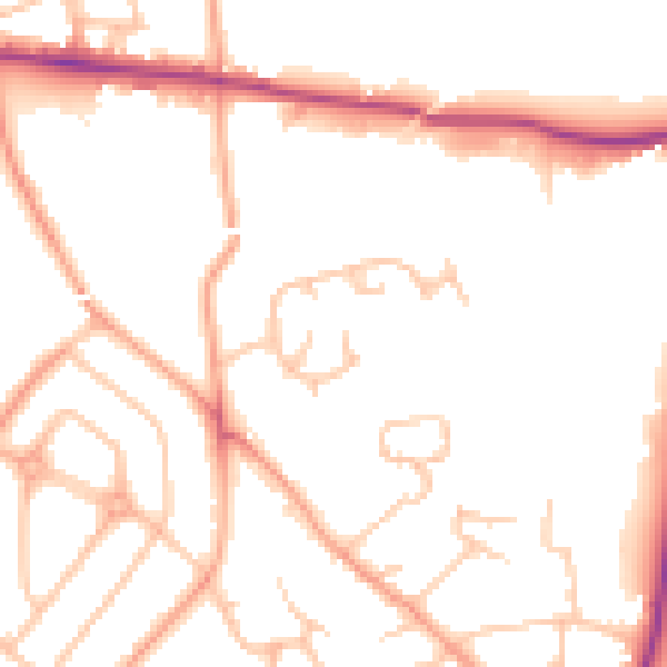 Daytime road noise heatmap for HR1 1AR