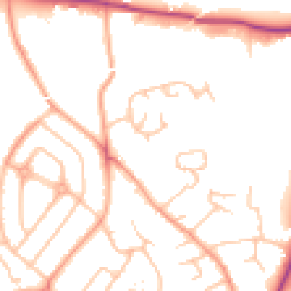 Daytime road noise heatmap for HR1 1AS