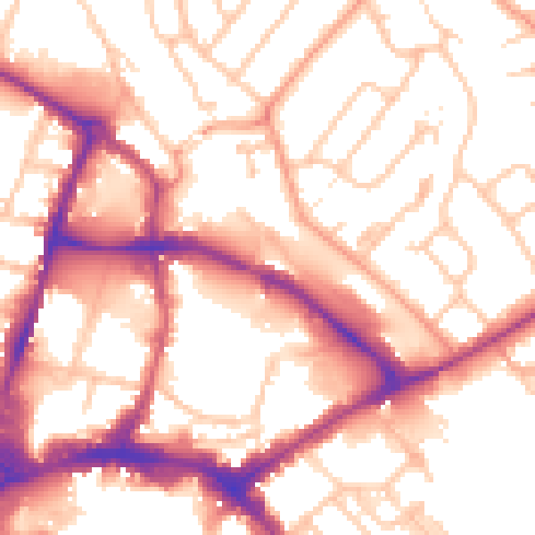 Daytime road noise heatmap for HR1 1BB