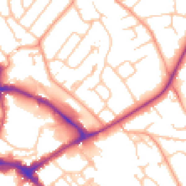 Daytime road noise heatmap for HR1 1BG
