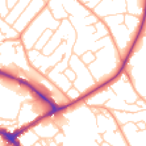 Daytime road noise heatmap for HR1 1BH
