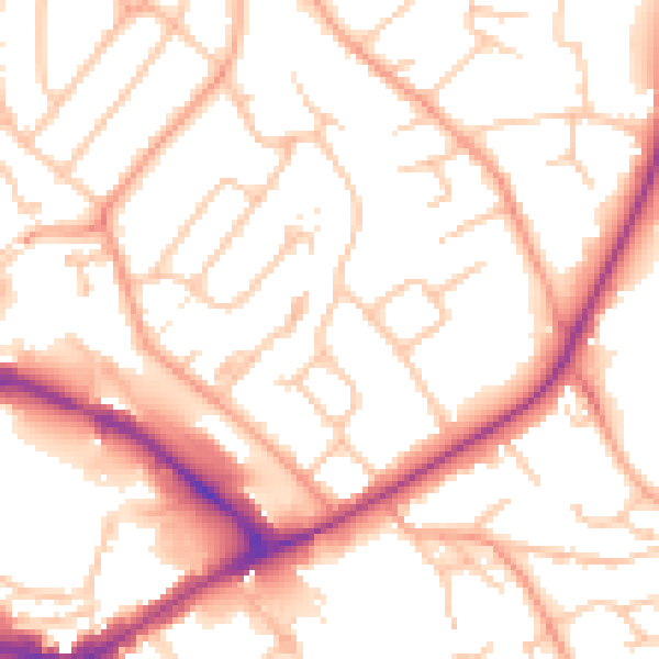 Daytime road noise heatmap for HR1 1BJ