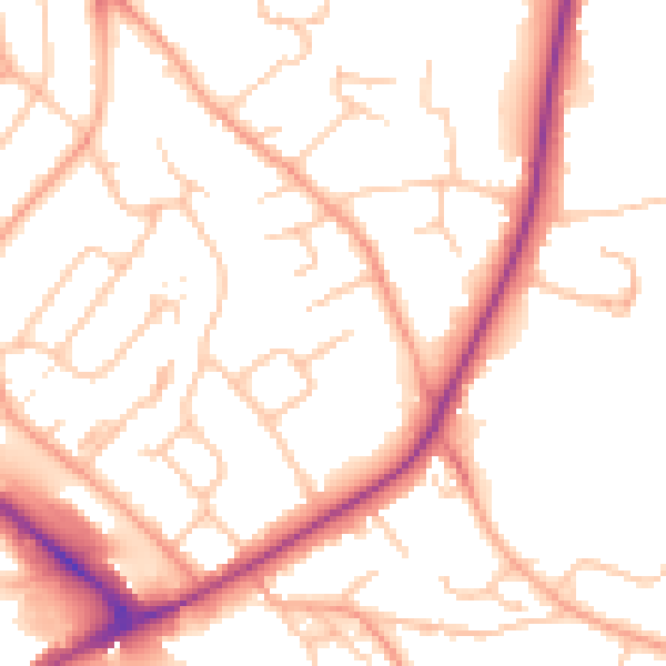 Daytime road noise heatmap for HR1 1BP
