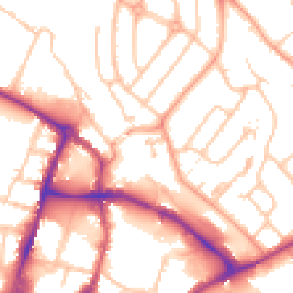 Daytime road noise heatmap for HR1 1DB