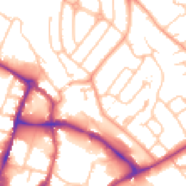 Daytime road noise heatmap for HR1 1DD