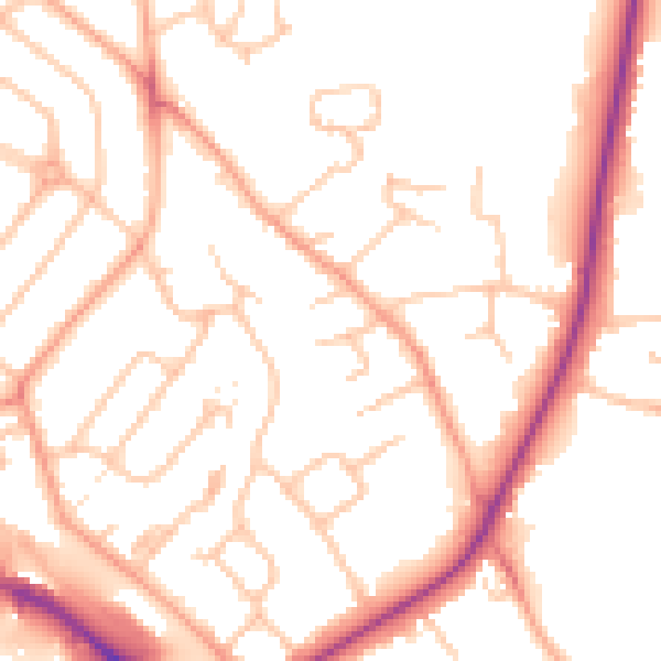 Daytime road noise heatmap for HR1 1DJ