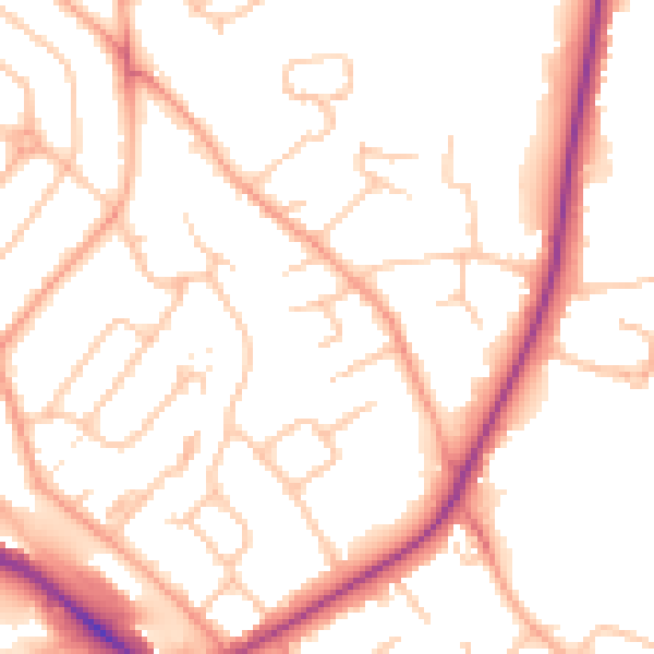 Daytime road noise heatmap for HR1 1DQ