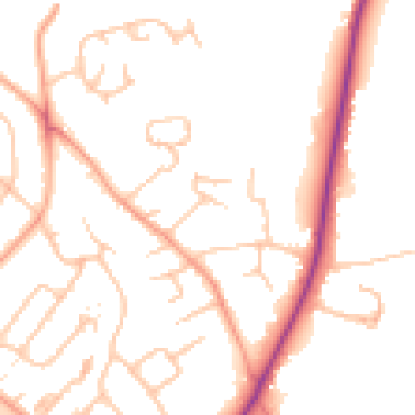 Daytime road noise heatmap for HR1 1DS