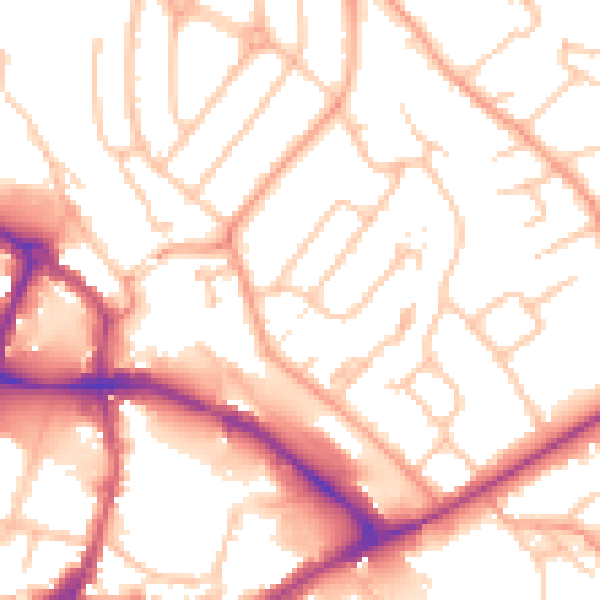 Daytime road noise heatmap for HR1 1EH