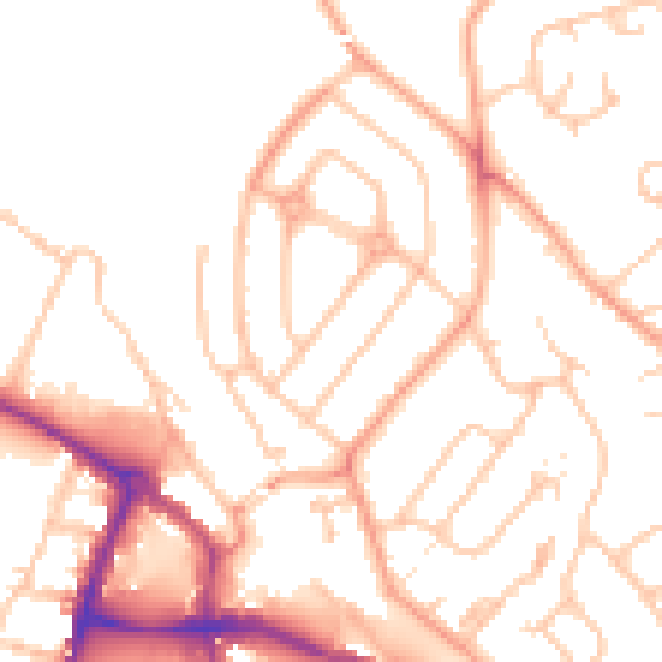 Daytime road noise heatmap for HR1 1HH