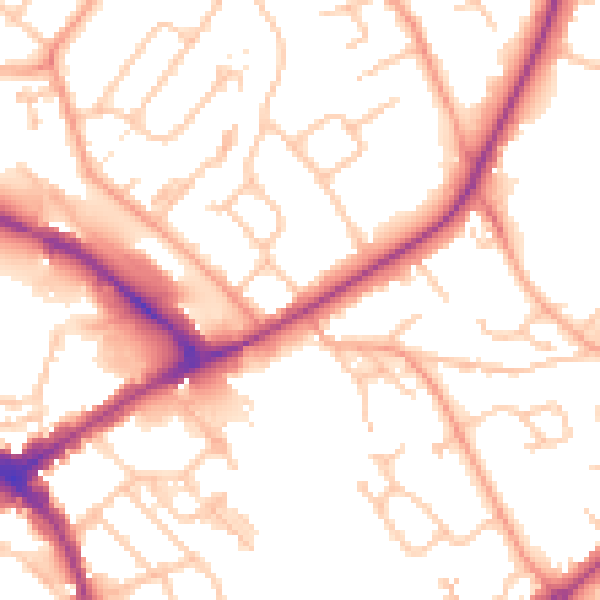 Daytime road noise heatmap for HR1 1HR