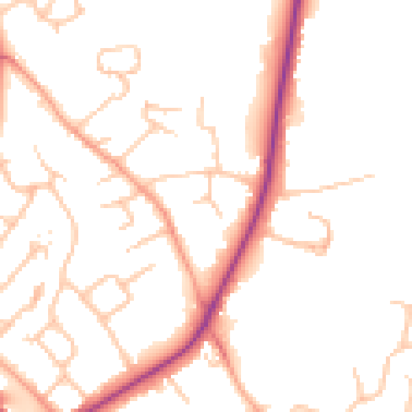 Daytime road noise heatmap for HR1 1JH