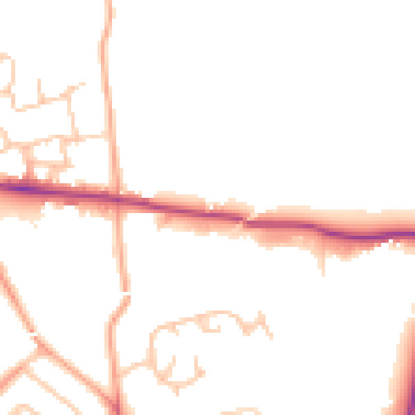Daytime road noise heatmap for HR1 1JN