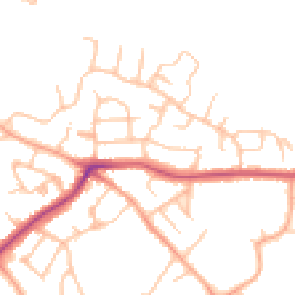 Daytime road noise heatmap for HR1 1NW