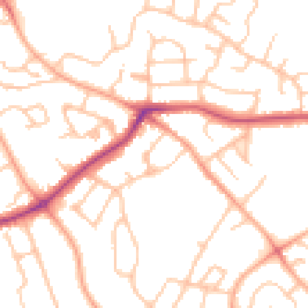 Daytime road noise heatmap for HR1 1SD