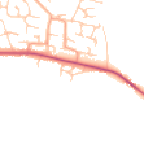 Daytime road noise heatmap for HR1 1SJ